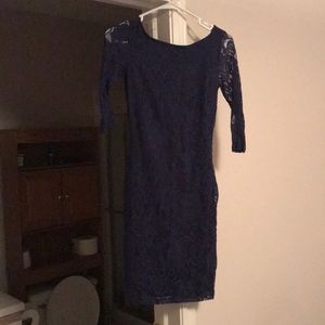 Navy Blue Formal Lace Dress